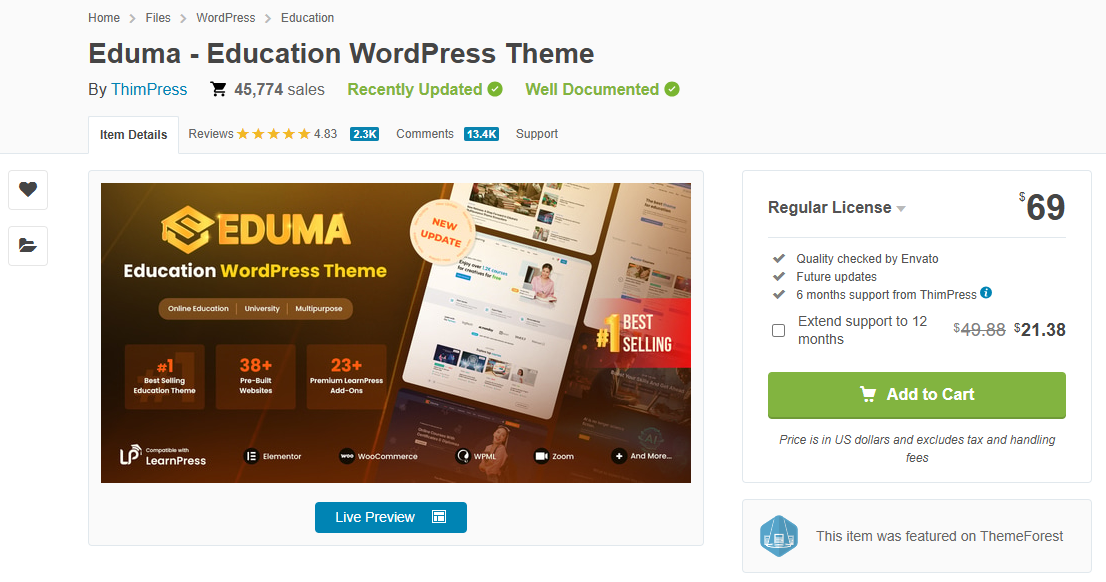 Eduma - Best Premium WordPress Themes for a High-Converting Assignment Help Website